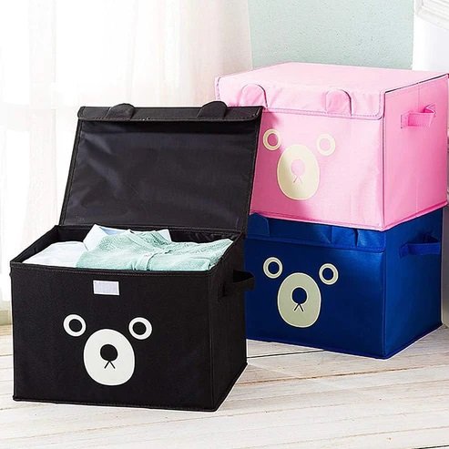 1 Pc Panda Design Folding Storage Bins Quilt Basket Kid Toys Organizer Storage Boxes Cabinet (Random Color)