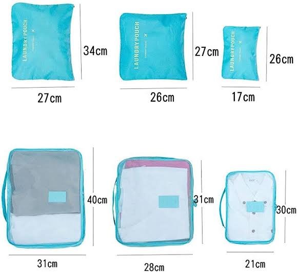 6pcs/Set Travel Storage Bag Portable Luggage Organizer Clothes Tidy Pouch Zip Cube Luggage (Random Color) - Image 5