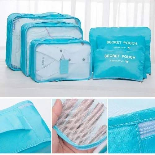 6pcs/Set Travel Storage Bag Portable Luggage Organizer Clothes Tidy Pouch Zip Cube Luggage (Random Color) - Image 3