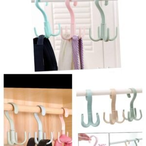 1Pcs Rotatable Hook Wardrobe Bag Rack Organizer Holder for Closet Scarf Belt Shoes Hanging (Random Color)