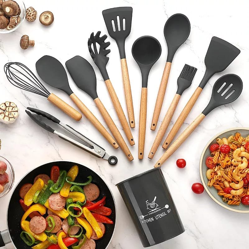 12 Pcs Silicone Cooking Utensils Kitchen Utensil Set (Random Color) - Image 14