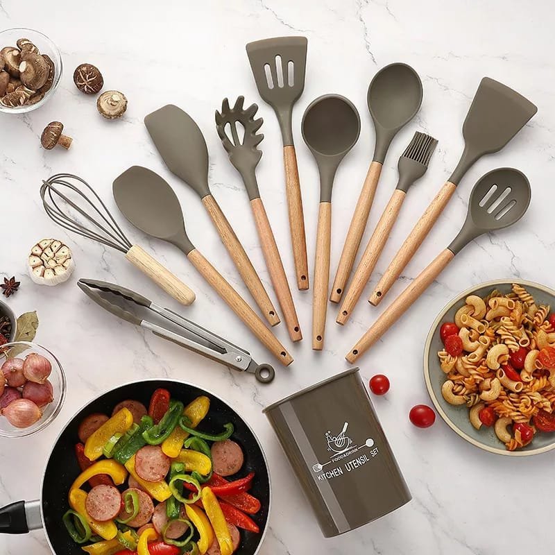 12 Pcs Silicone Cooking Utensils Kitchen Utensil Set (Random Color) - Image 15