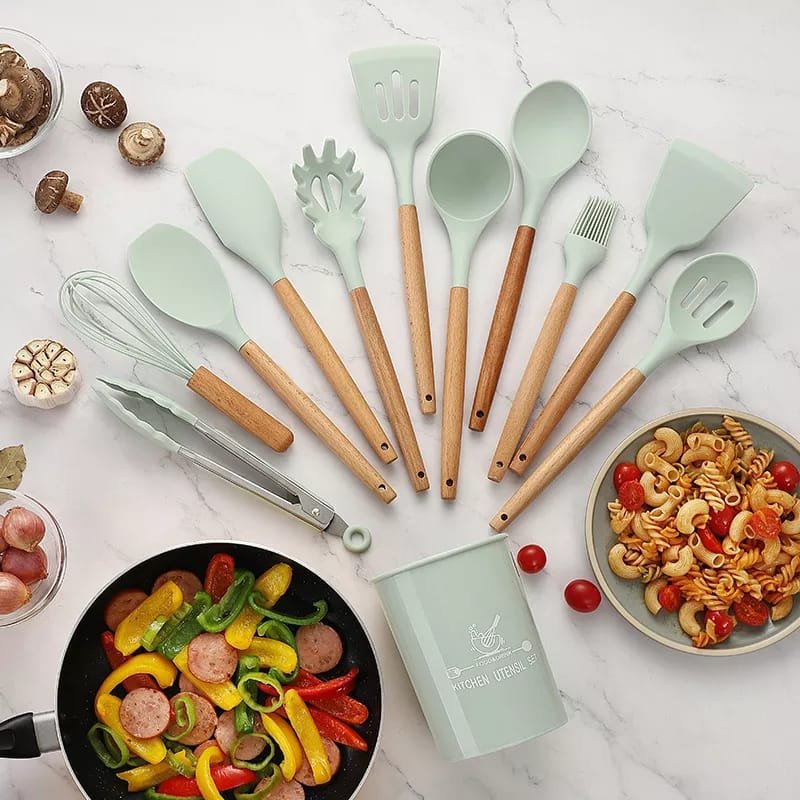 12 Pcs Silicone Cooking Utensils Kitchen Utensil Set (Random Color) - Image 17
