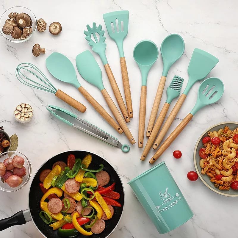 12 Pcs Silicone Cooking Utensils Kitchen Utensil Set (Random Color) - Image 16