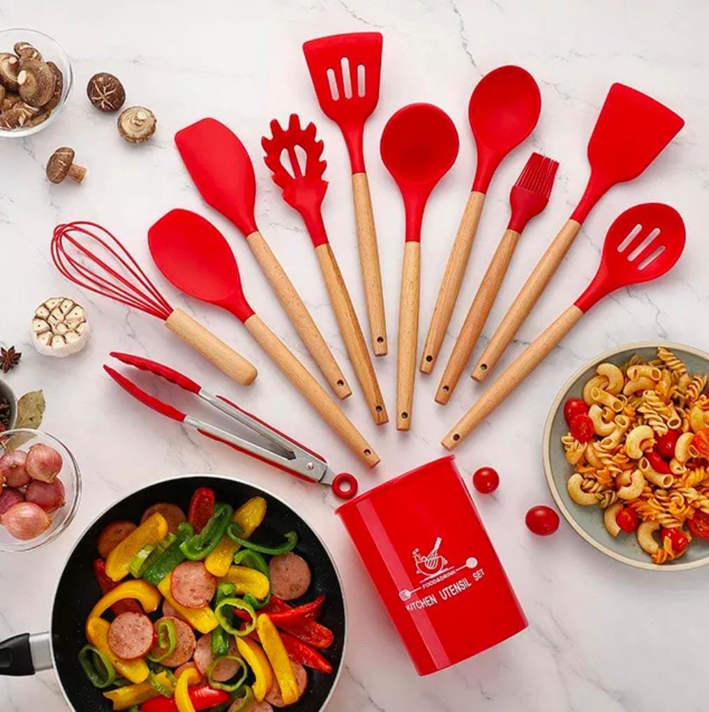 12 Pcs Silicone Cooking Utensils Kitchen Utensil Set (Random Color) - Image 2
