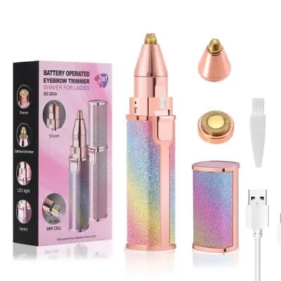 2 In 1 Hair Remover Chargeable , Multi Attractive Color With USB Charging Cable And Cleaning Brush - Image 4