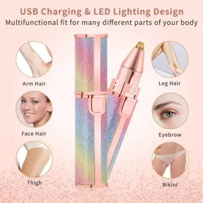 2 In 1 Hair Remover Chargeable , Multi Attractive Color With USB Charging Cable And Cleaning Brush - Image 3