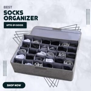 Socks Organizer – Drawer Organizer Divider Underwear Organizer, 24 Cell Collapsible Closet