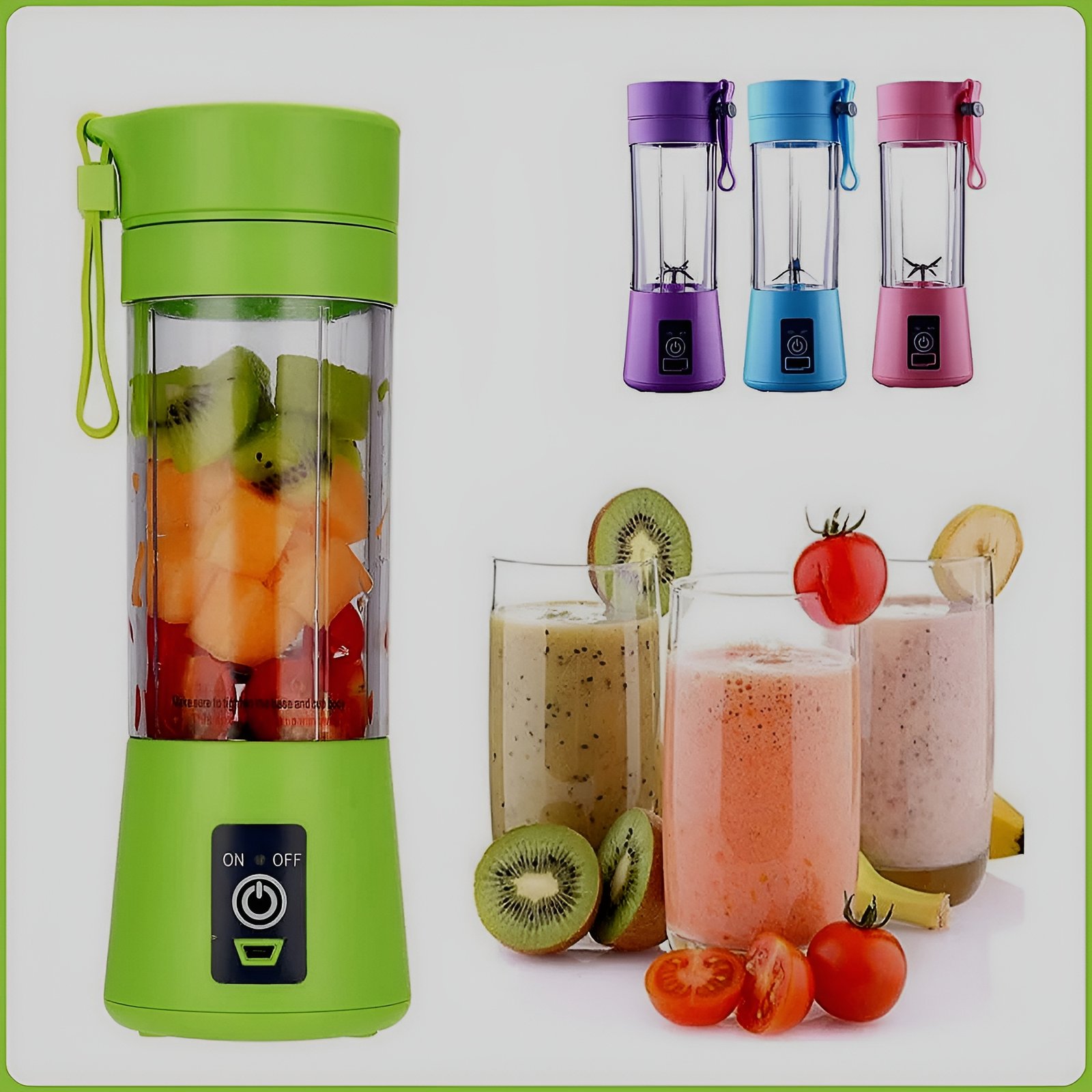 Portable Mini 6 blade Juicer blender | Outdoor Juicing Cup (380ml) - Rechargeable (Random Color) - Image 6