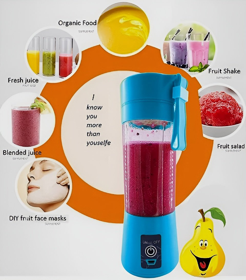 Portable Mini 6 blade Juicer blender | Outdoor Juicing Cup (380ml) - Rechargeable (Random Color) - Image 5