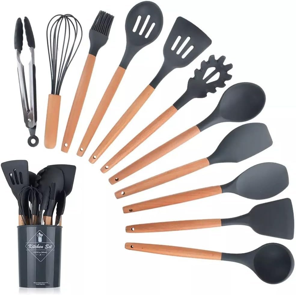 12 Pcs Silicone Cooking Utensils Kitchen Utensil Set (Random Color)