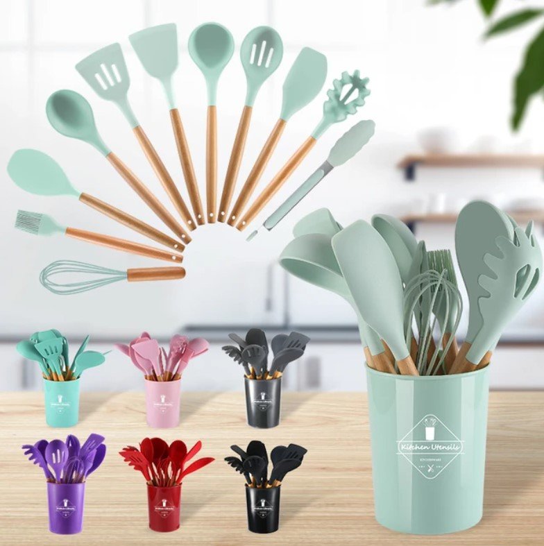 12 Pcs Silicone Cooking Utensils Kitchen Utensil Set (Random Color) - Image 9