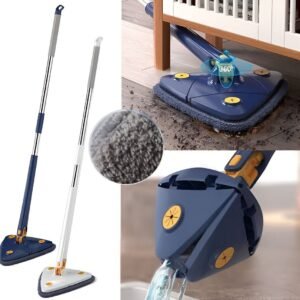 Extendable Triangle Mop 360 Twist Squeeze Window Glass Toilet Bathroom Floor Household Cleaning Ceiling Dusting (Random color)