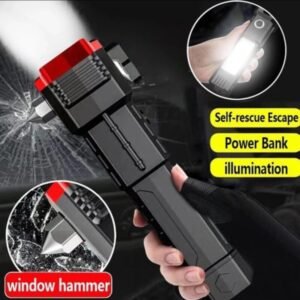 High-power Led Torch Light Rechargeable Flashlight And Multifunctional Tactical Hammer & Power (Random Color)