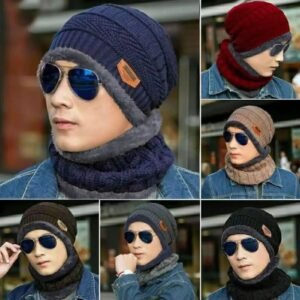 Head & Neck Cap Beanies Combo - woolen winter beanie cap with neck warmer muffler for men and women