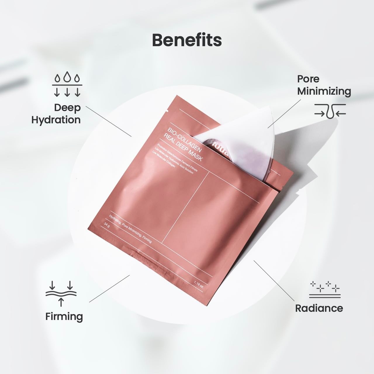 1 Pc Bio-Collagen Real Deep Mask, Hydrating Over Night, Facial Sheet Mask, Pore Minimising, - Image 5