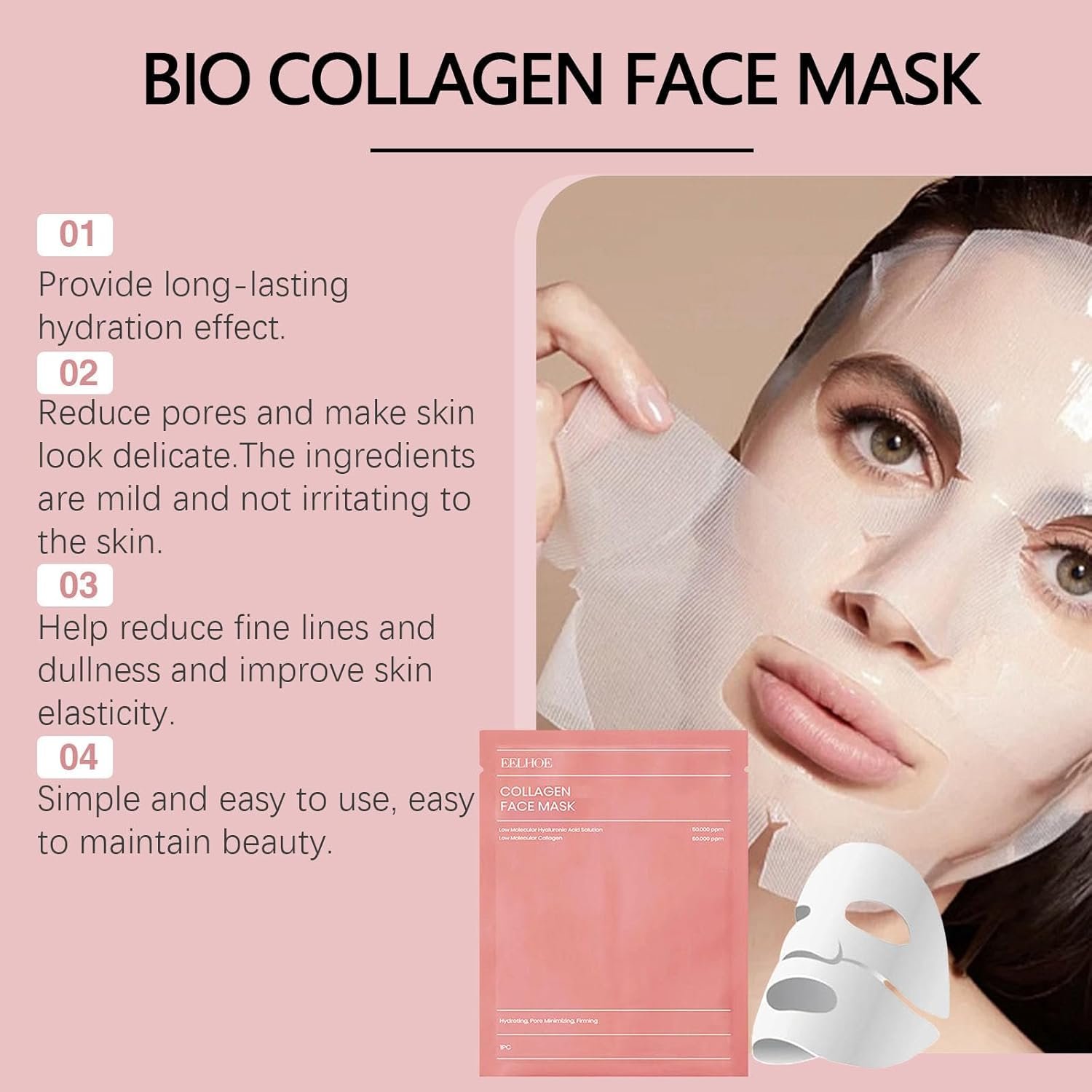 1 Pc Bio-Collagen Real Deep Mask, Hydrating Over Night, Facial Sheet Mask, Pore Minimising, - Image 4