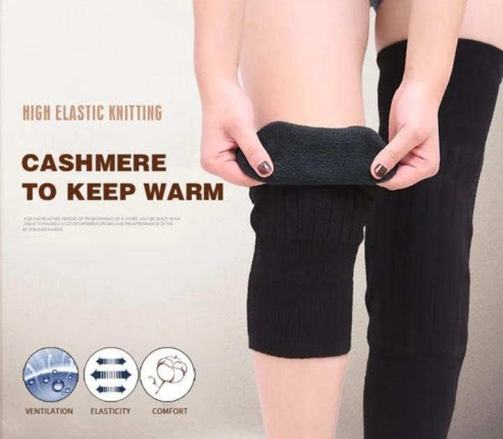Unisex Wool Knee-Length Leg Warmers – Plain Black