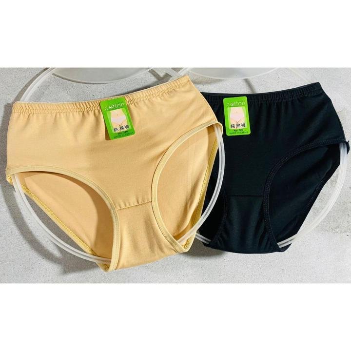 2 Pcs Women’s Cotton Plain Panties – Soft & Comfortable Underwear (Skin, Black | S/M/L)