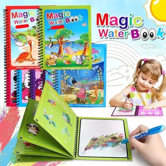 Magic Water Book Painting Drawing Coloring Board Book Magic Water Pen - Toy Accessory Designed For Creative Painting And Daily Fun Routine (Random Book) - Image 2