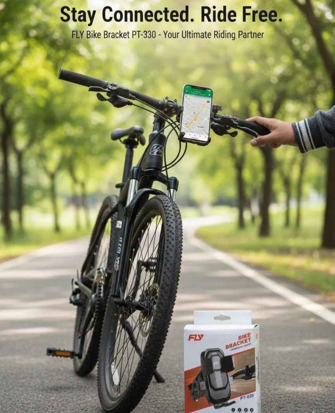 FLY PT-030 Universal Bike Phone Holder Secure Stable Hands Free Riding With 360 Degree Adjustable Viewing - Image 4
