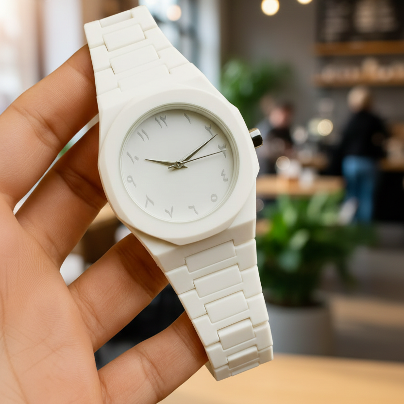 Full White Aura Watch Stylish Design Compact Build Perfect Choice For Daily Use And Fashion Needs (Without Box) - Image 3