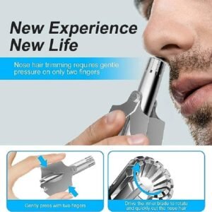 Manual Stainless Steel Nose & Ear Hair Trimmer - Painless, Battery-Free Precision Personal