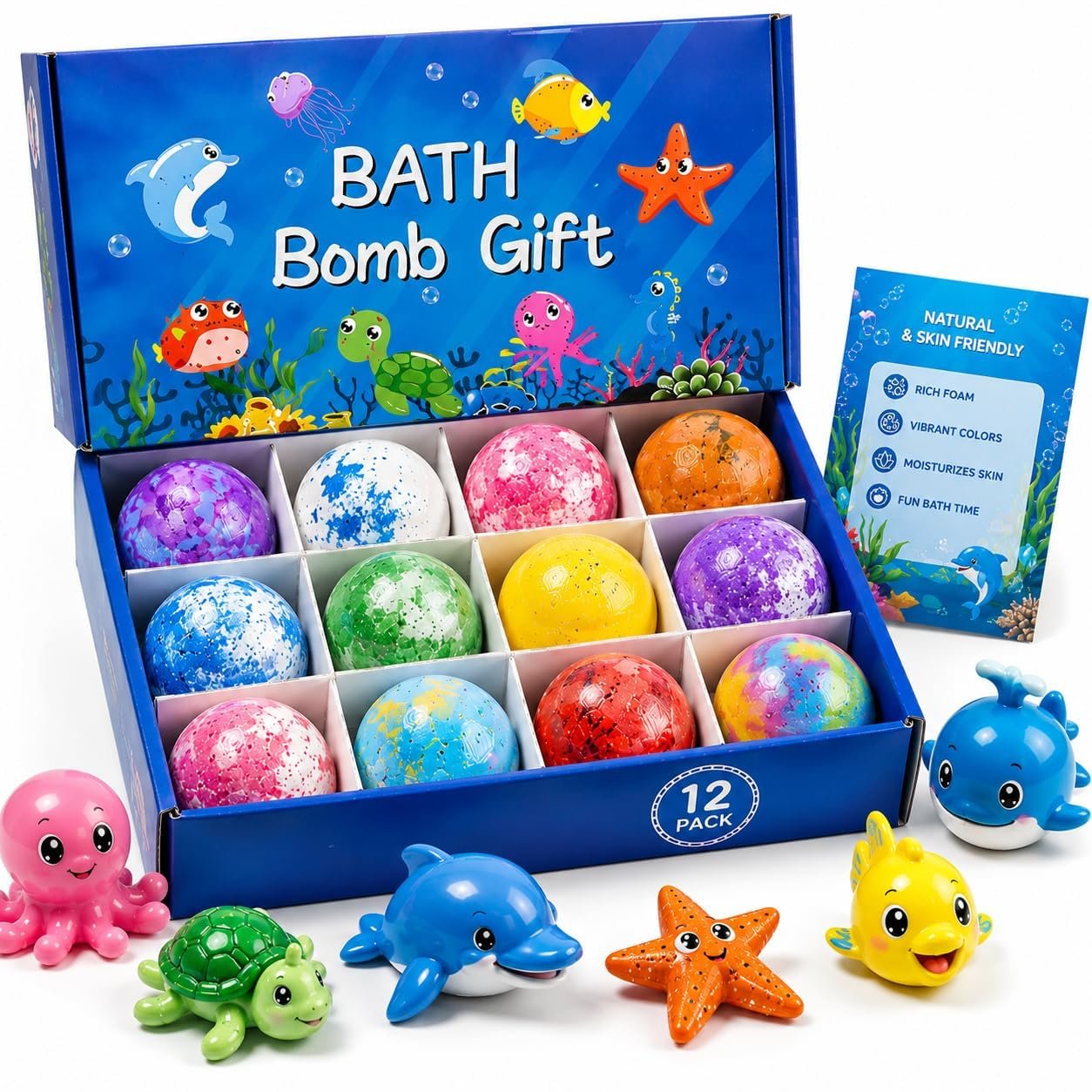 1pcs Bath Bombs for Kids Gift Set, Colorful Bath Bomb with Surprise Gift Inside, Ocean Theme - Image 5