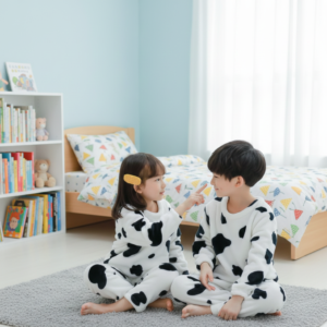 Kids Ultra-Soft Fleece Cow Print Pajamas – Winter Set