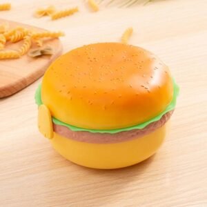 Lunch Box For Kids Burger Hamburger Shaped Multi Layer 6x3.5 Inches Multicolor Portable Food