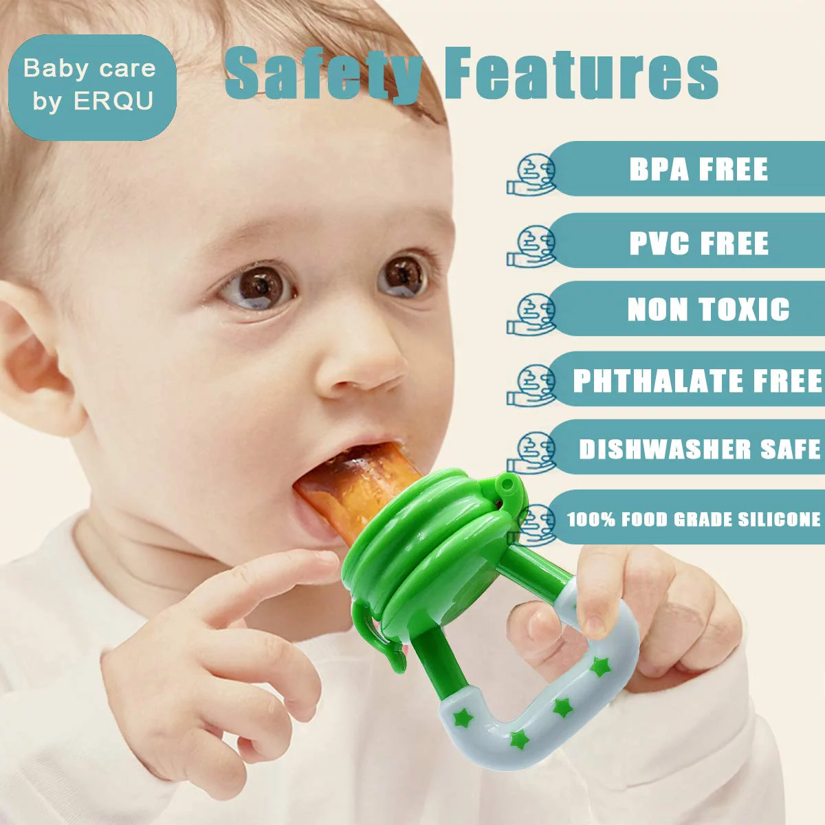 Baby Solid Baby Fruit Pacifier Fresh Fruit Feeder Infant Teething Toy Nibbler Teether Pacifier Safe Silicone Pacifier (random color) - Image 3