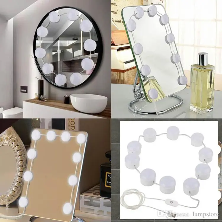 Vanity Mirror Fill 10Pc Light Bulb | Changeable Luminance 3 Colors LED USB String Dimmable Vanity Light - Image 2