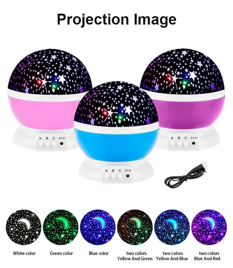 Starry Sky Star Projector Night Light – 360° Rotating Multicolor LED Lamp (Random Color) - Image 3