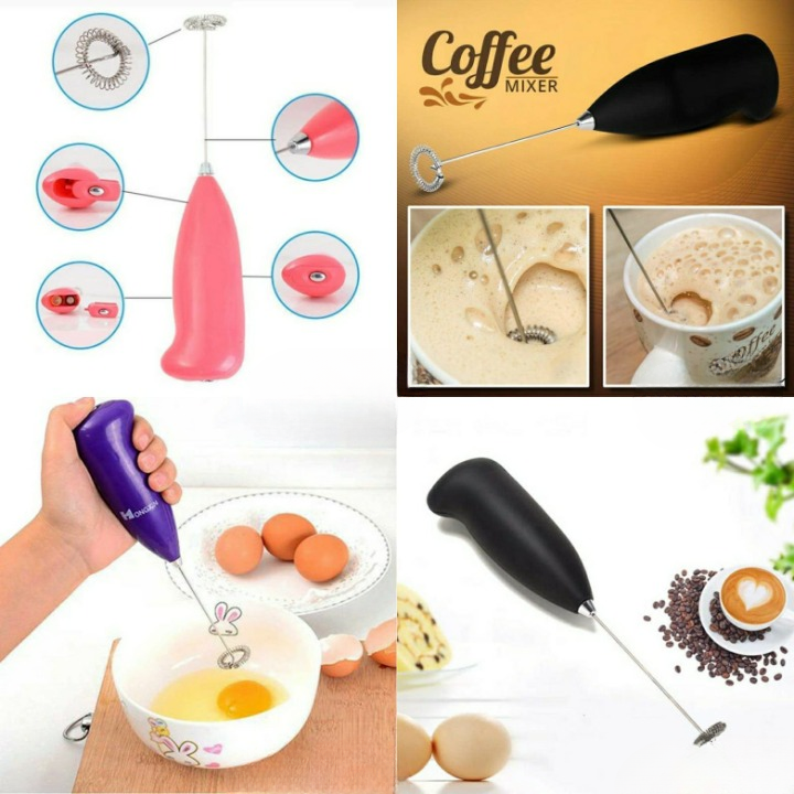 Electric Egg Beater Milk Drink Coffee Whisk Mixer Foamer Mini Handle Stirrer Practical Cooking (Random Color)