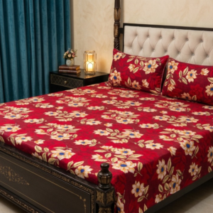3D Crystal Cotton 3-piece Bedsheet Set  - For Bedroom Comfort And Daily Interior Routine (AY0010056)