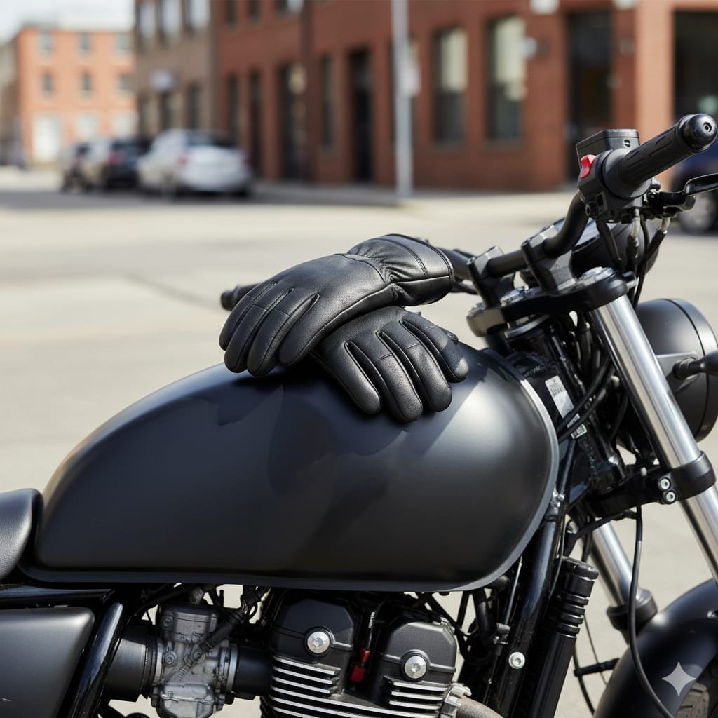 Men's Genuine Sheep Leather Winter Gloves – Black - Image 3
