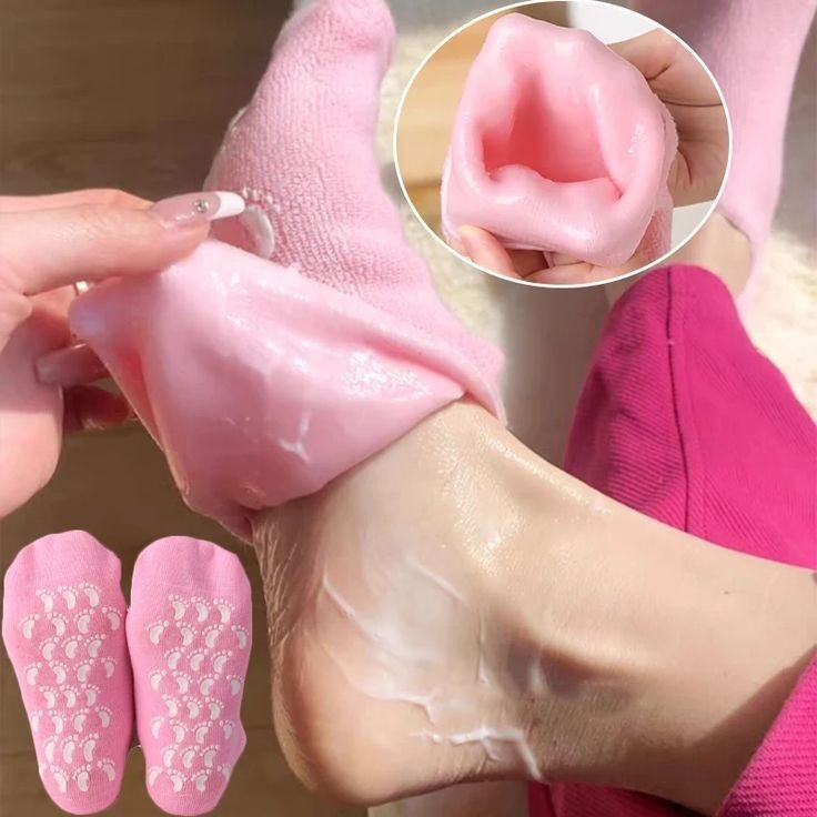 1 Pair Reusable Silicone Spa Gel Socks For Dry Feet And Cracked Heel Treatment – Moisturizing - Image 2