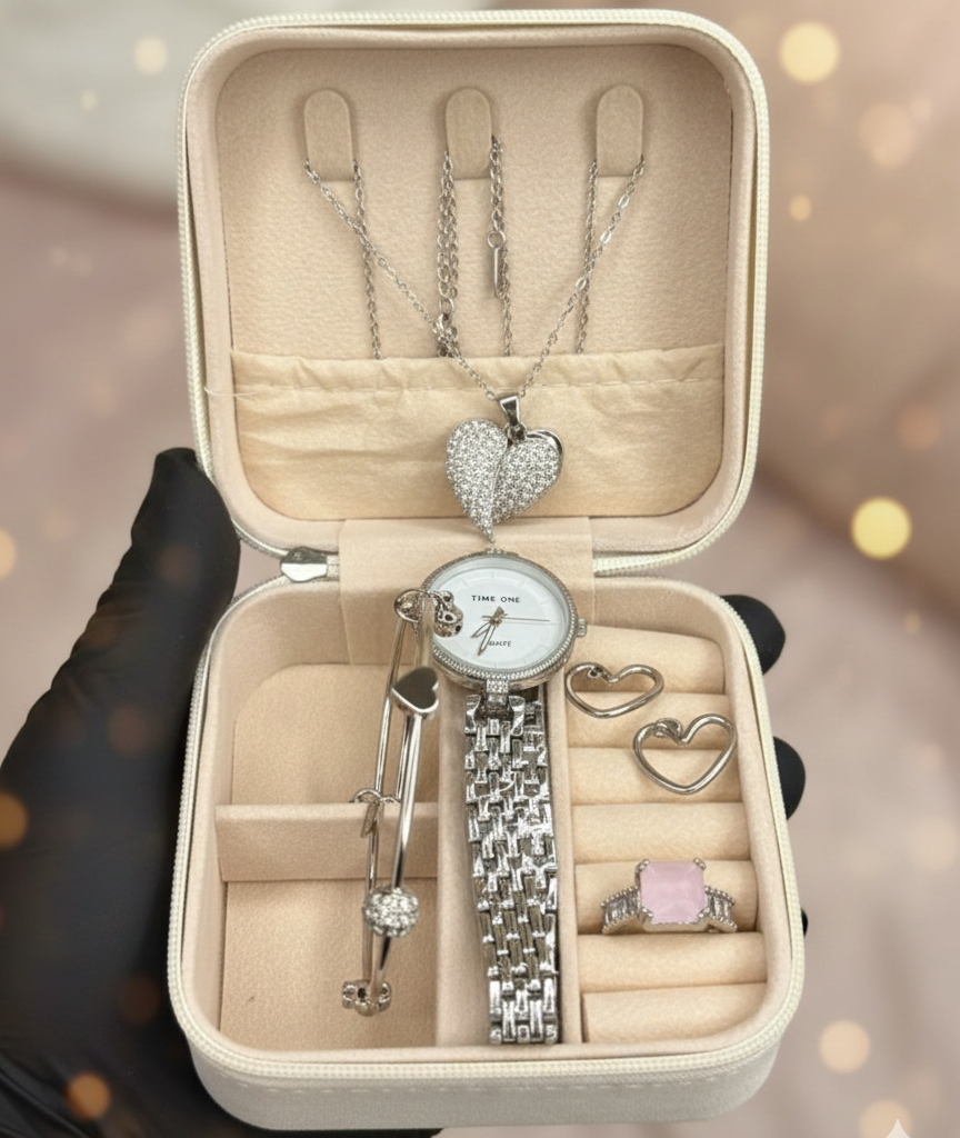 Elegant Heart & Stone 5-Piece Women’s Jewelry Gift Set ~ Imported - Image 5