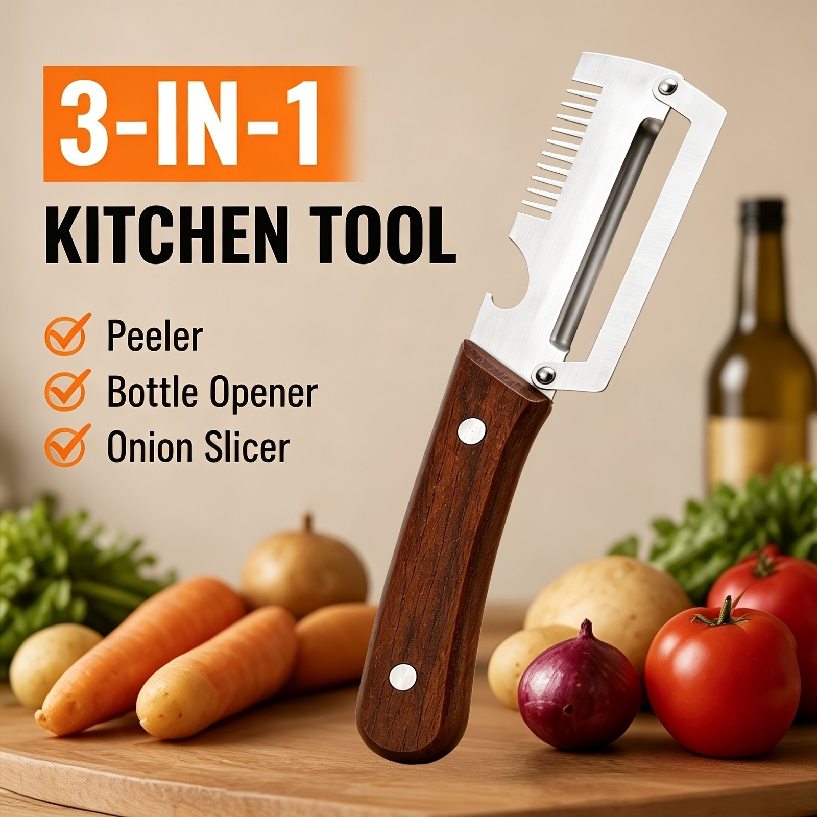 3in1 Peeler Knife Stainless Steel - Image 4