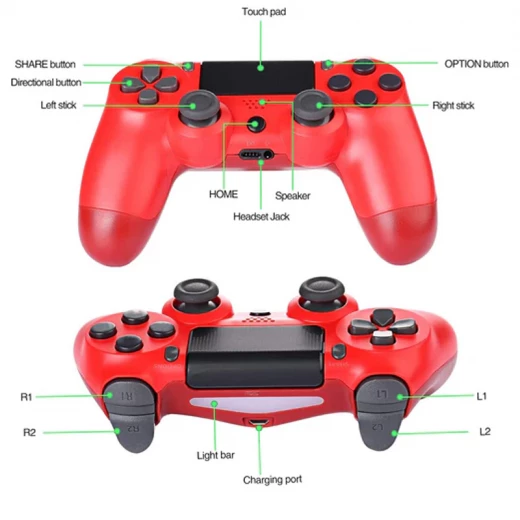 PS4 Wireless Controller Gamepad Doubleshock - Gaming Accessory Designed For Wireless Control And Daily Entertainment Routine - Red - Image 3