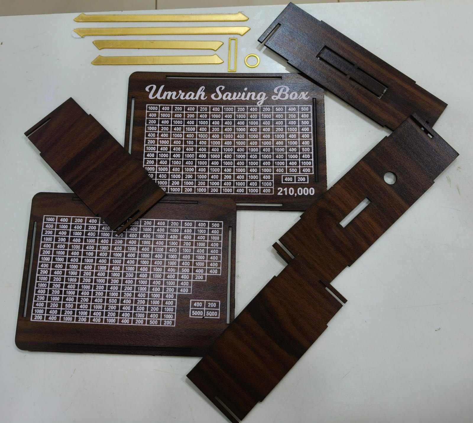 Wooden Umrah Saving Box – Premium 210,000 Goal Money Box For Umrah Fund, Elegant Islamic - Image 3