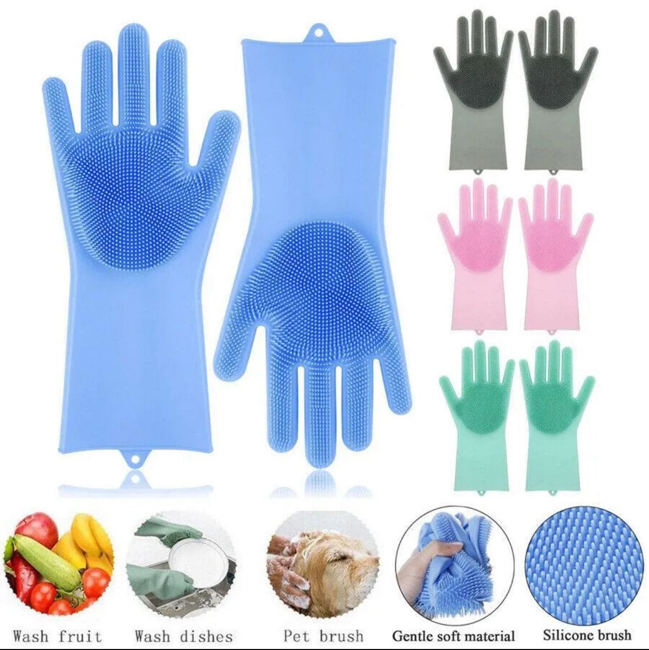 Silicon Washing Gloves High Quality Big Size - Household Accessory Designed For Cleaning And Washing Routine (Random Color)