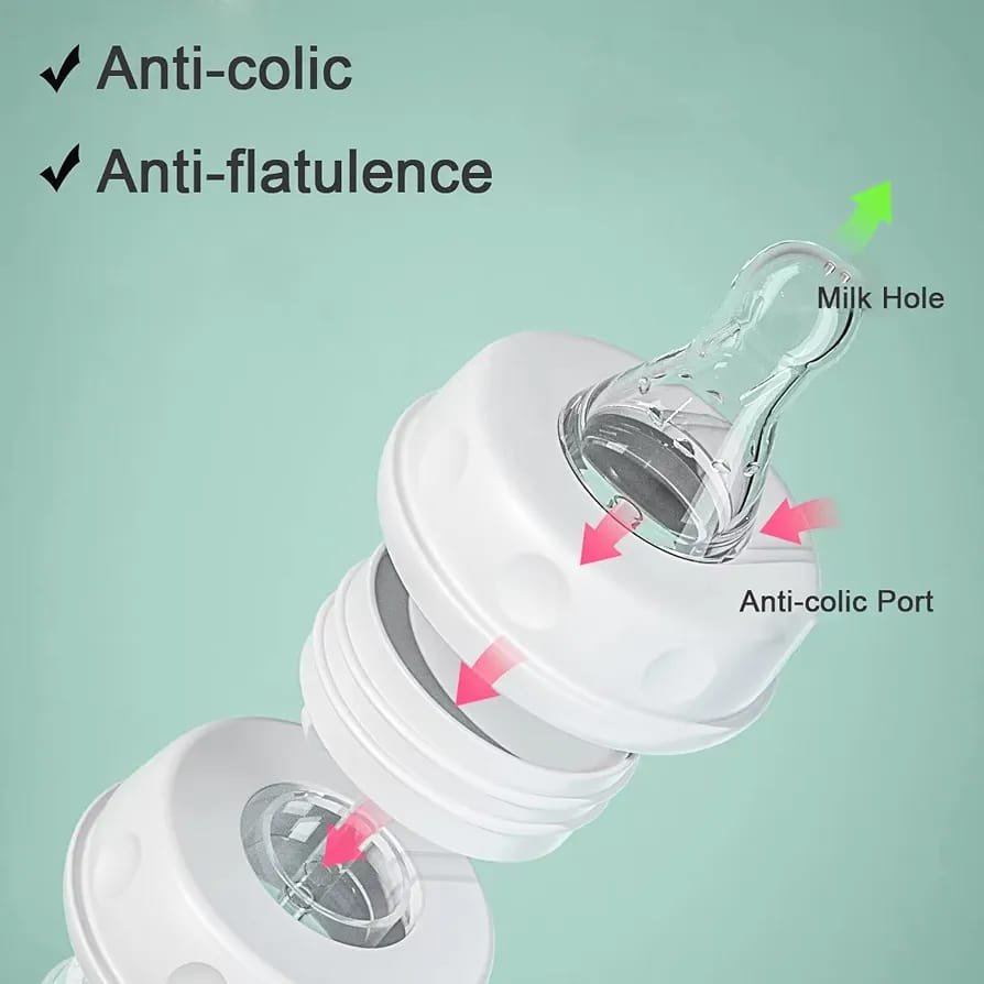 Handsfree Baby Feeding Bottle 240ml with Silicone Tube & Nipple | BPA-Free | Random Color - Image 2