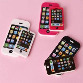 Pack of 6 Mobile Phone Shape Fancy Erasers for Kids – Cute Rubber Erasers for School, Drawing & Stationery (3 Small + 3 Large) - Multi Color