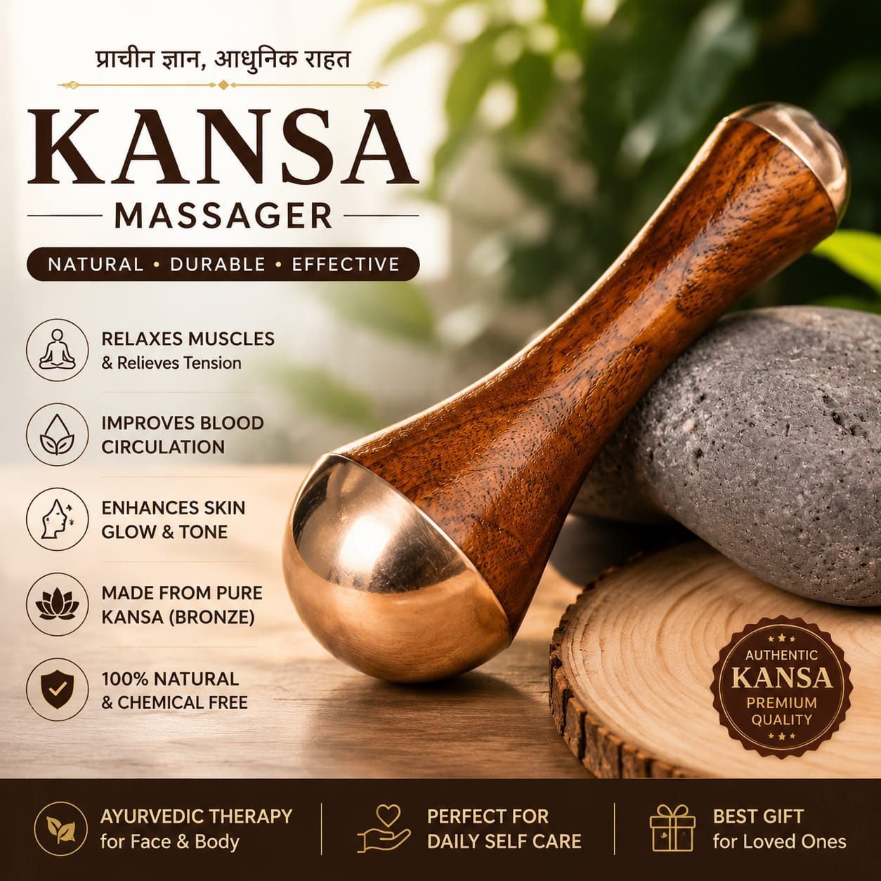 Premium Ayurvedic Kansa Massager - Natural & Chemical Free - Image 2