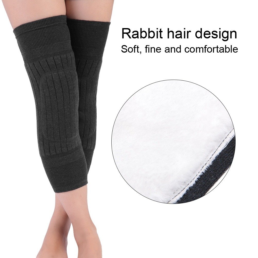 Unisex Wool Knee-Length Leg Warmers – Plain Black - Image 7