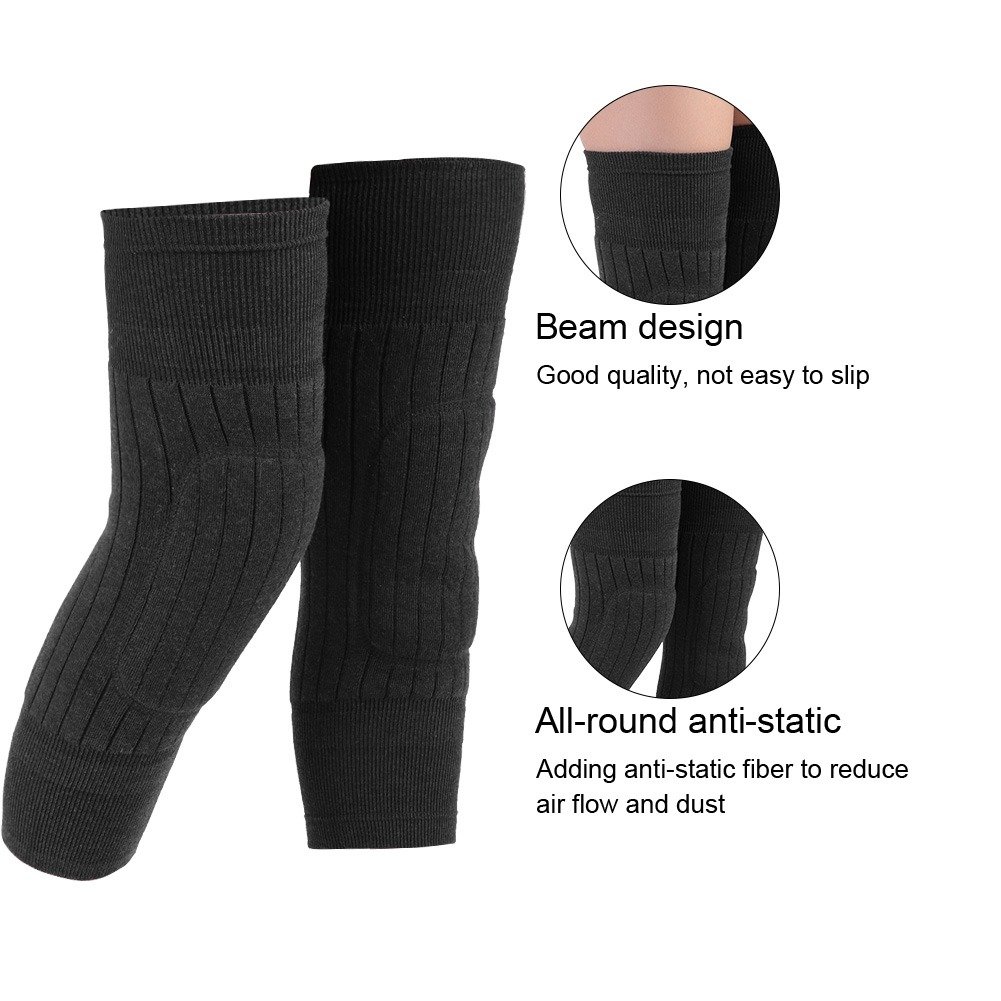 Unisex Wool Knee-Length Leg Warmers – Plain Black - Image 6