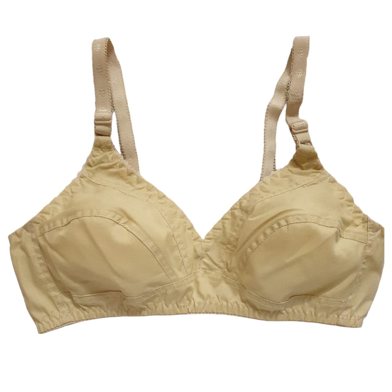 Cotton Plain Non-Padded Bra – Lightweight, Comfortable Everyday Wear (Sizes 32–42, Beige) - Image 2