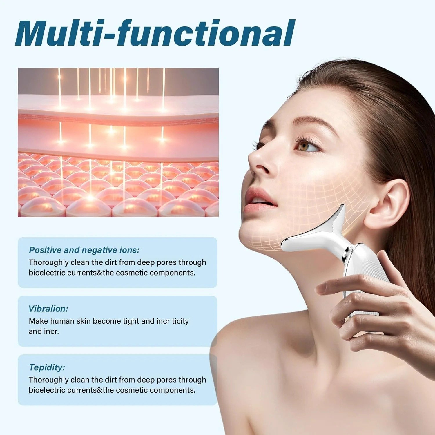 ES-1081 Massager Intense Pulsed Light Wrinkles Reducing Instrument - ESX - Anti Ageing & Reduces Puffiness | Face Massager For Fine Line & Wrinkles - Random Color - Image 5