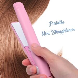 Mini Hair Straightener & Curler – Dual Voltage 100-240V, 180°C Thermostatic Aluminum Plate, (Random Color)